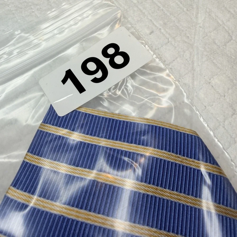 Brooks Brothers Makers Preppy Gold Blue Stripes Vintage USA 58x3.5 Mens NeckTie